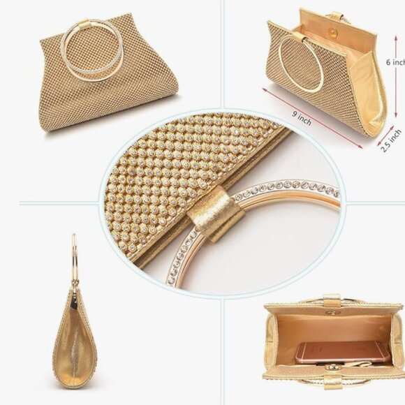Gold Crystal Clutch Purse - formal event - Picture 5 of 9